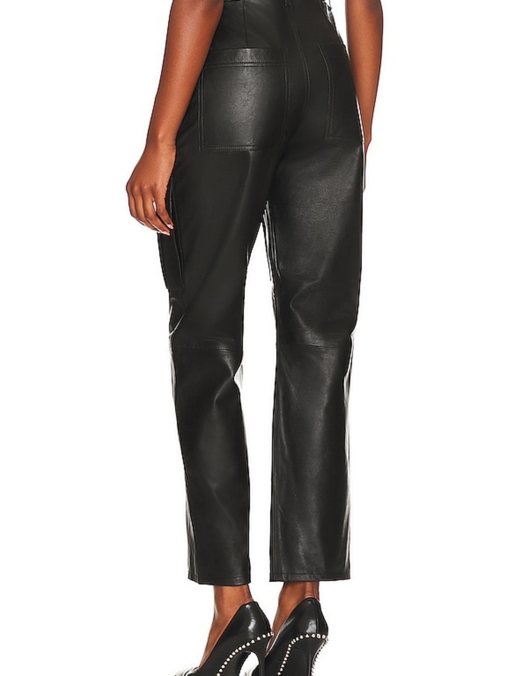 GRLFRND Black Leather Cargo Trousers - Picture 2 of 8